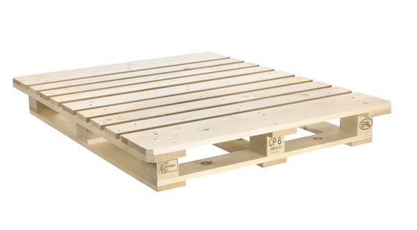 modell einer cp6 palette aus Holz mit weißem hintergrund